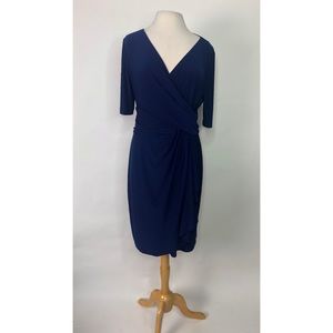 Chaps Navy Blue Faux Wrap Dress